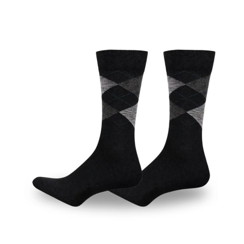 Premium Quality Black Argyle Crew Socks